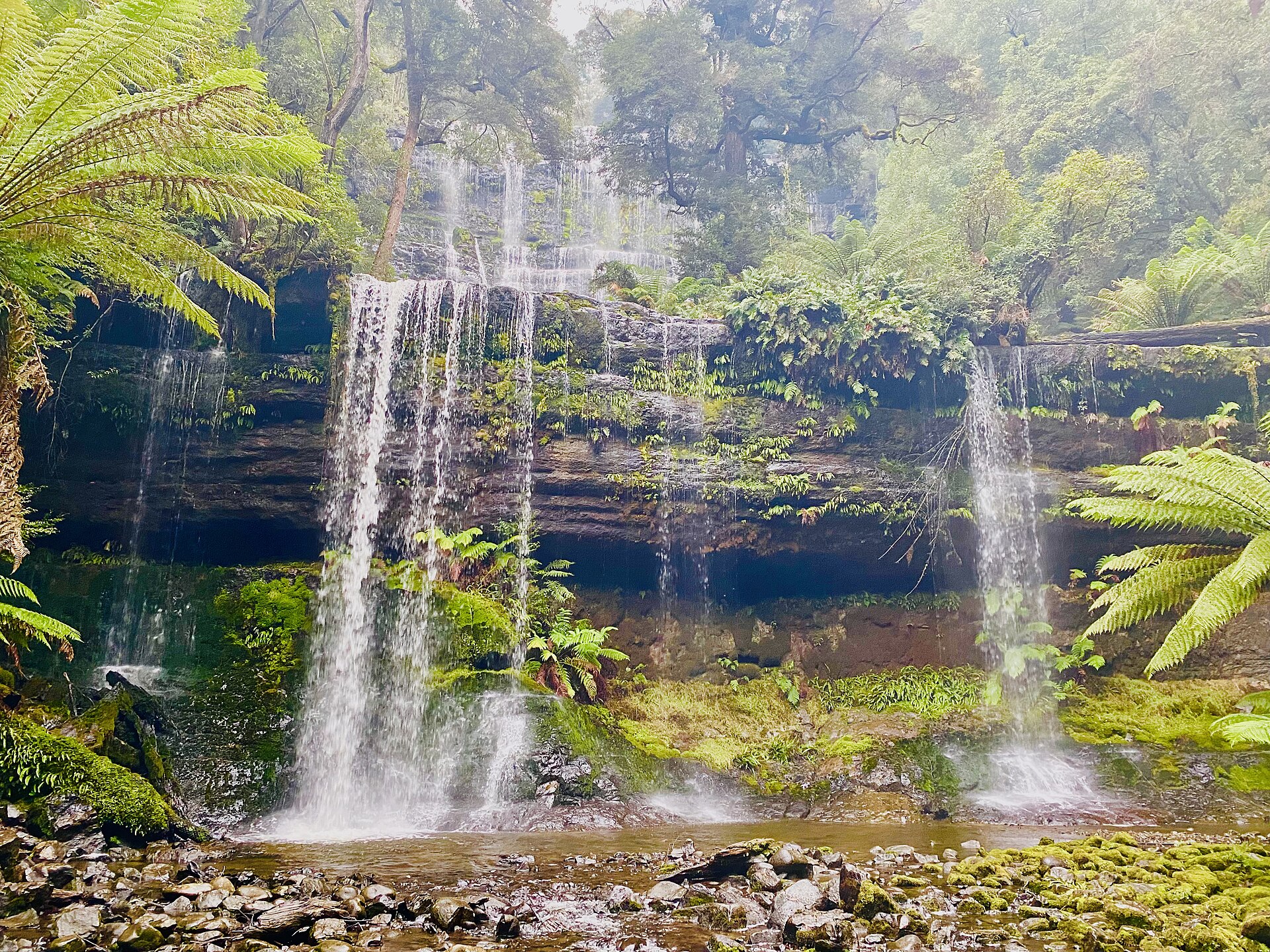 This photo showing beautiful Russell falls, real beauty of nature, pure air, greenery.